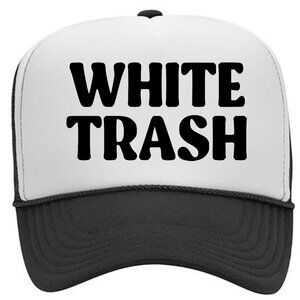 White Trash Foam Trucker Mesh Snapback Cap Hat Black Gift